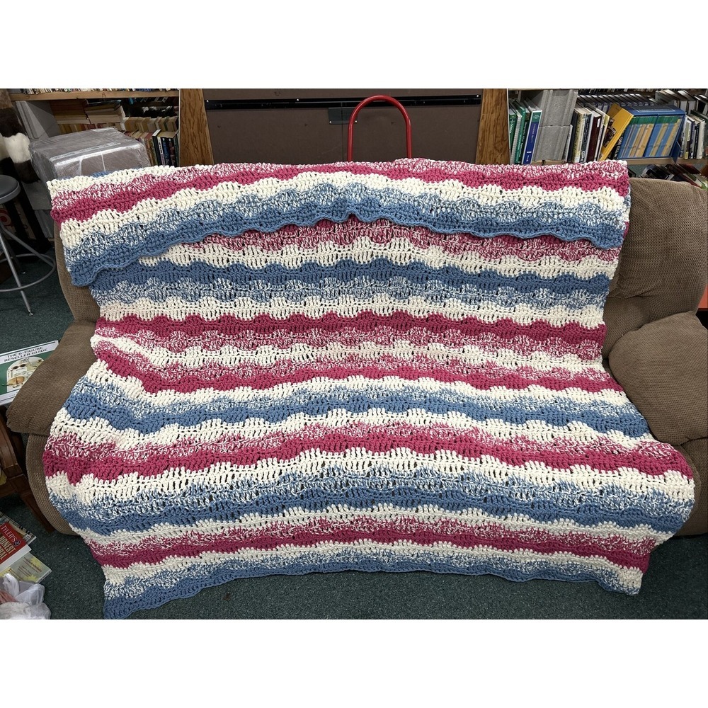 Afghan Blanket Grandma Handmade Very Colorful Vintage Well Made Soft 70in X 84in
